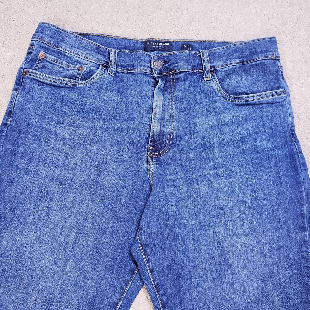 Lucky Brand Mens Jeans 38x32 (Fits 36x31) Blue 412 Athletic Slim Dark Whiskered - Picture 3 of 12